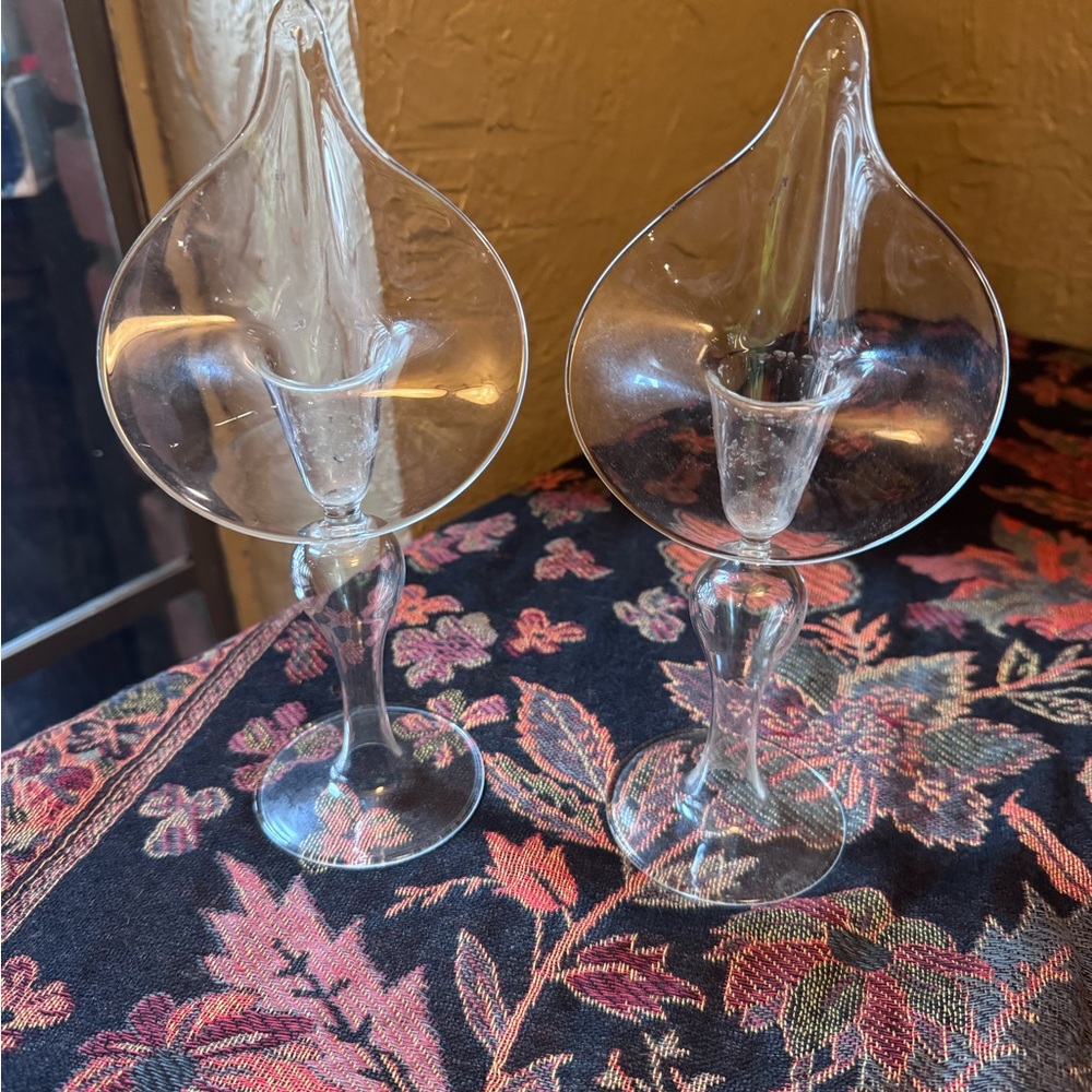 Elegant Clear Glass Candle Holders